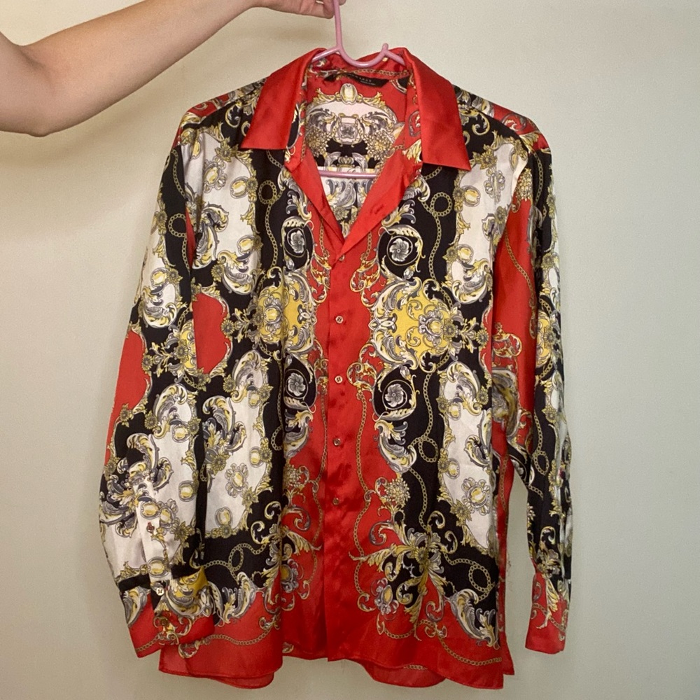 ZARA button down print shirt